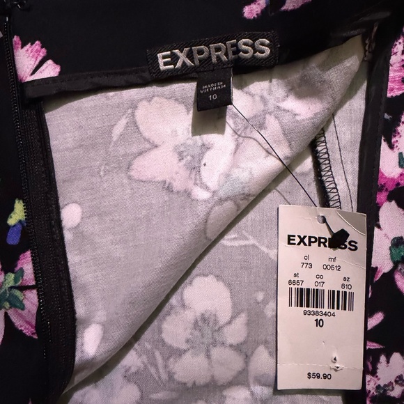 NWT Express Black Pink Floral Mini Skort Y2K Coquette Office Siren Skirt Size 10 - Picture 9 of 13